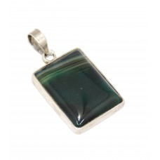 Women 925 Sterling Silver Pendant Natural green agate gem stone P 836